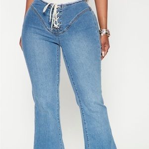 Flare Leg Lace Up Jeans